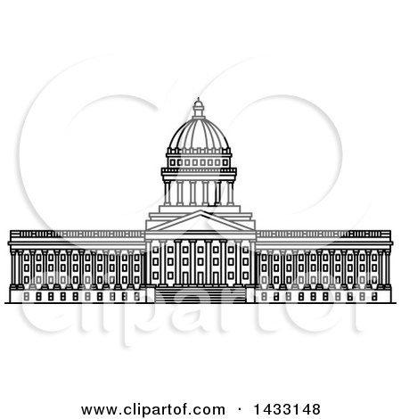 Clipart of a Black and White Line Drawing Styled American Landmark, Utah State Capitol Building - Royalty Free Vector Illustration by Vector Tradition SM