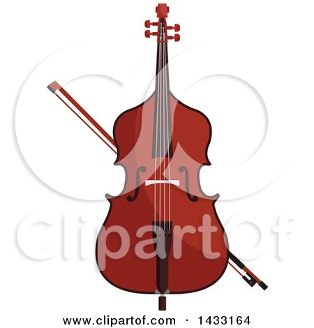 Clipart of a Double Bass and Bow - Royalty Free Vector Illustration by Vector Tradition SM