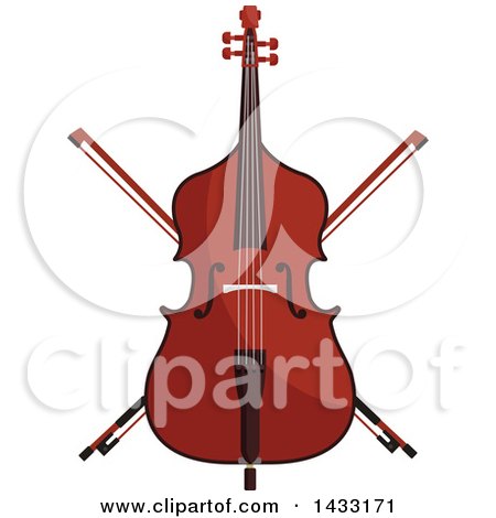 Clipart of a Double Bass and Crossed Bows - Royalty Free Vector Illustration by Vector Tradition SM