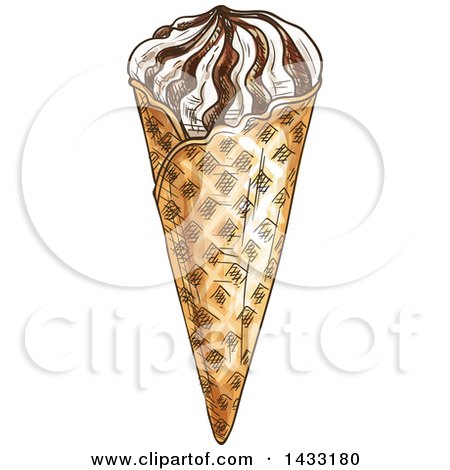 Clipart of a Sketched Waffle Cone - Royalty Free Vector Illustration by Vector Tradition SM