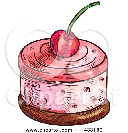 Clipart of a Sketched Cherry Souffle Biscuit - Royalty Free Vector Illustration by Vector Tradition SM