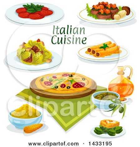 Clipart of Italian Cuisine, with Text - Royalty Free Vector Illustration by Vector Tradition SM