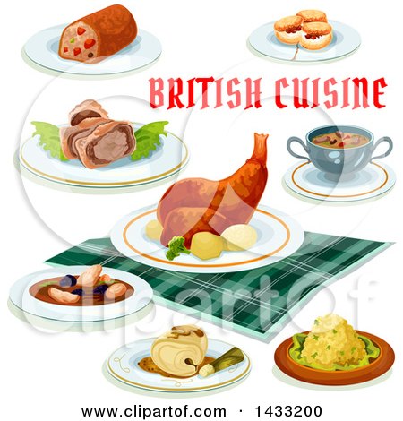 Clipart of British Cuisine, with Text - Royalty Free Vector Illustration by Vector Tradition SM