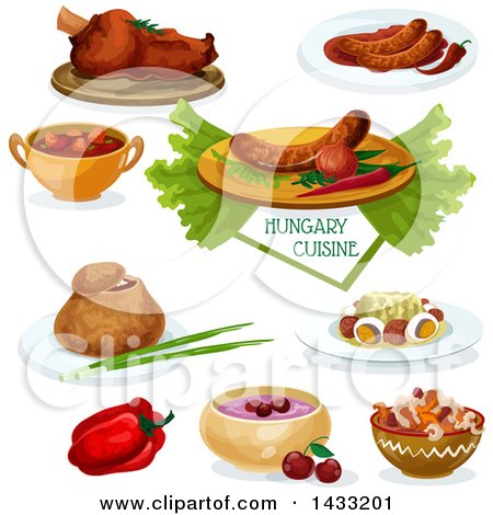 Clipart of Hungary Cuisine, with Text - Royalty Free Vector Illustration by Vector Tradition SM