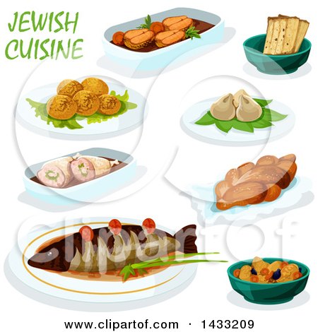 Clipart of Jewish Cuisine, with Text - Royalty Free Vector Illustration by Vector Tradition SM