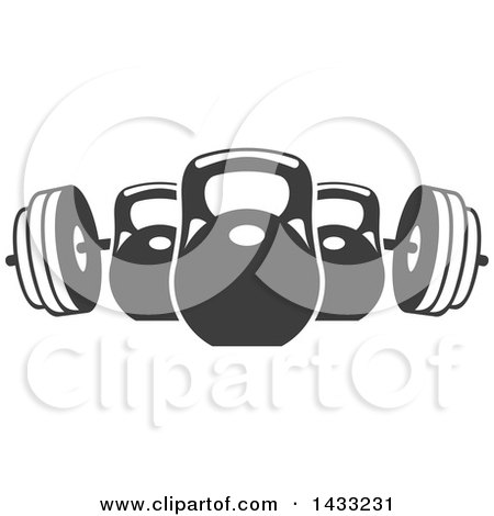 Clipart of a Barbell and Kettle Bells - Royalty Free Vector Illustration by Vector Tradition SM
