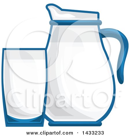 Clipart of a Milk Glass and Pitcher - Royalty Free Vector Illustration by Vector Tradition SM