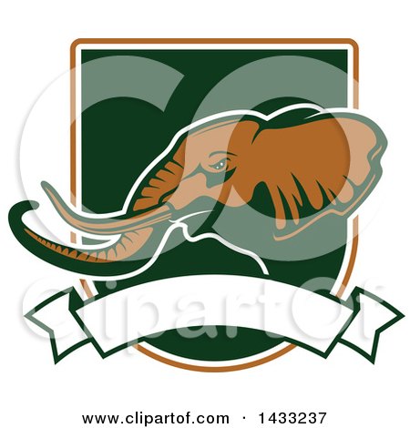 Clipart of a Hunting Shield Design with an Elephant - Royalty Free Vector Illustration by Vector Tradition SM