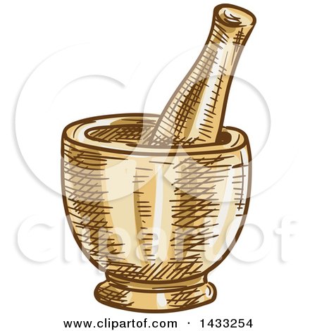 Clipart of a Sketched Mortar and Pestle - Royalty Free Vector Illustration by Vector Tradition SM