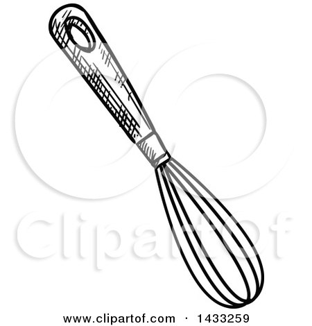 Clipart of a Sketched Black and White Whisk - Royalty Free Vector Illustration by Vector Tradition SM