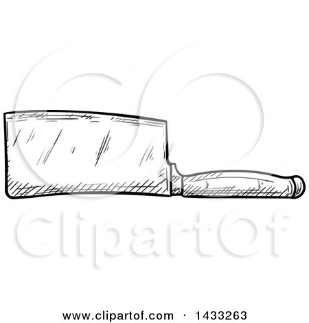 Clipart of a Sketched Black and White Knife - Royalty Free Vector Illustration by Vector Tradition SM