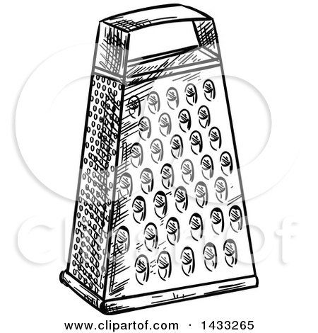 Clipart of a Sketched Black and White Grater - Royalty Free Vector Illustration by Vector Tradition SM