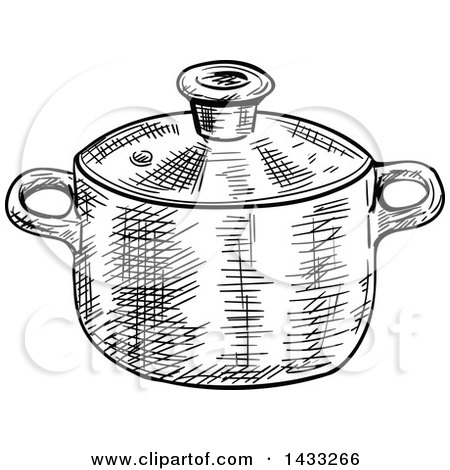 Clipart of a Sketched Black and White Pot - Royalty Free Vector Illustration by Vector Tradition SM