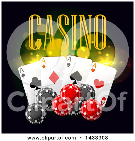 Clipart of a Casino Design with Playing Cards and Poker Chips - Royalty Free Vector Illustration by Vector Tradition SM