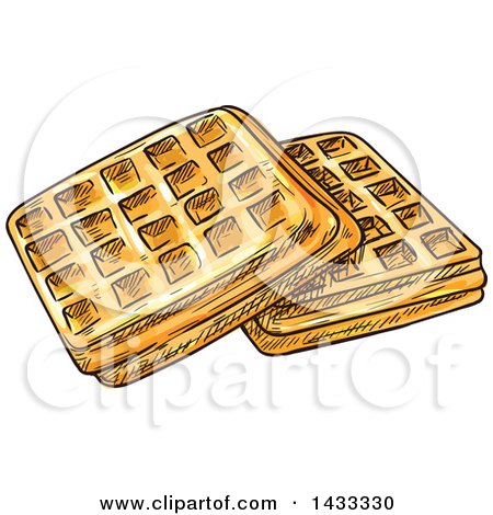 Clipart of Sketched Belgian Waffles - Royalty Free Vector Illustration by Vector Tradition SM