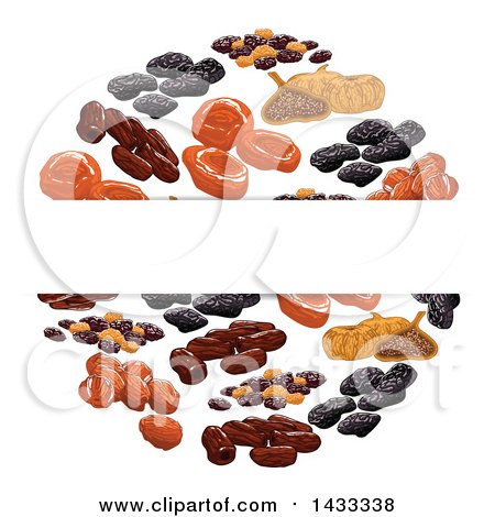 Clipart of a Blank Label over a Circle of Dried Fruits - Royalty Free Vector Illustration by Vector Tradition SM