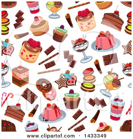 Clipart of a Seamless Background of Sweets - Royalty Free Vector Illustration by Vector Tradition SM