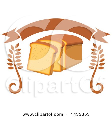 Clipart of a Loaf of Bread with Wheat and a Blank Banner - Royalty Free Vector Illustration by Vector Tradition SM