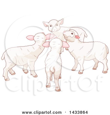 Clipart of a Circle of Sheep - Royalty Free Vector Illustration by Pushkin
