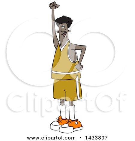 Clipart of a Cartoon Black Male Protester Holding up a Fist and Shouting - Royalty Free Vector Illustration by djart