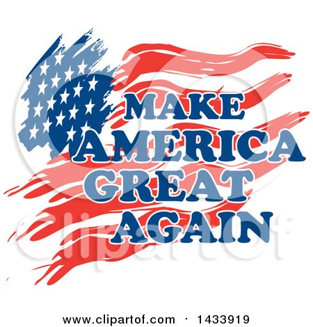 Clipart of Make America Great Again Text over a Flag - Royalty Free Vector Illustration by Johnny Sajem