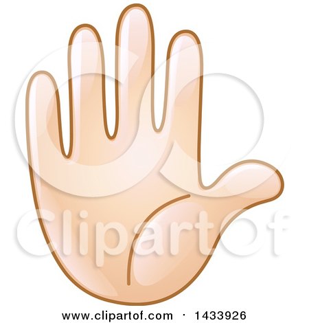 Clipart of a Cartoon Emoji Hand Counting 5, Gesturing Stop, or Raised - Royalty Free Vector Illustration by yayayoyo