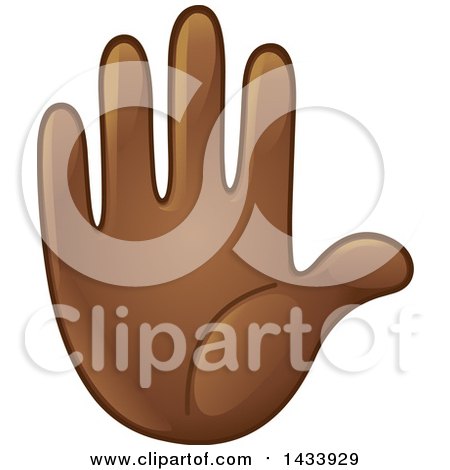 Clipart of a Cartoon Emoji Hand Counting 5, Gesturing Stop, or Raised - Royalty Free Vector Illustration by yayayoyo