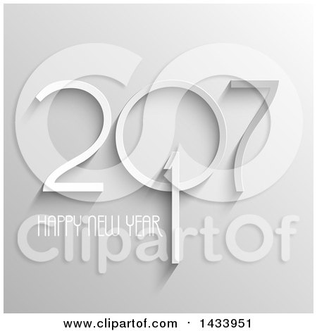 Clipart of a Grayscale Happy New Year 2017 Greeting - Royalty Free Vector Illustration by KJ Pargeter