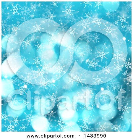 Clipart of a Blue Flare and Snowflake Background - Royalty Free Illustration by KJ Pargeter