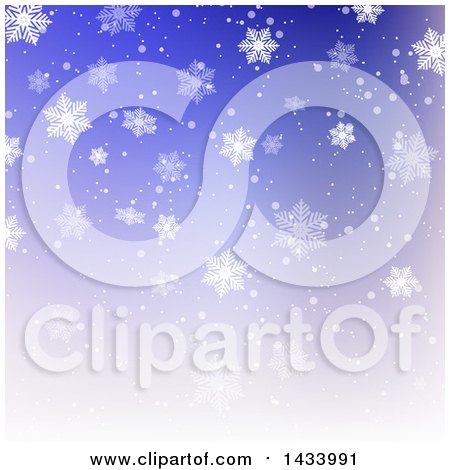 Clipart of a Gradient Blue and Purple Background with Snowflakes - Royalty Free Vector Illustration by KJ Pargeter