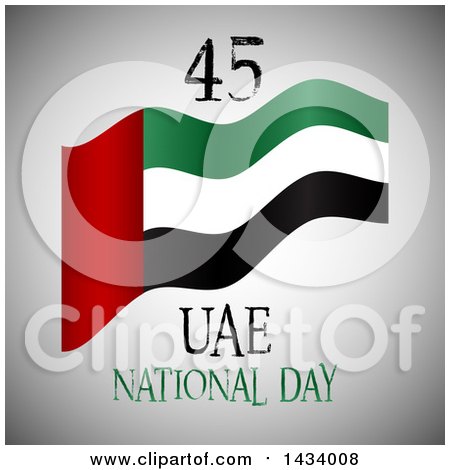 Clipart of a UAE United Arab Emirates National Day Flag Design over Gray - Royalty Free Vector Illustration by KJ Pargeter