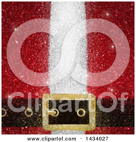 Clipart of a Glittery Background of Santas Suit and Belt Buckle - Royalty Free Illustration by KJ Pargeter
