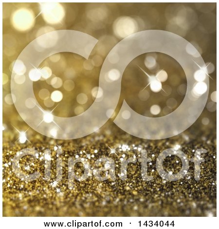 Clipart of a Bokeh and Gold Glitter Background - Royalty Free Illustration by KJ Pargeter