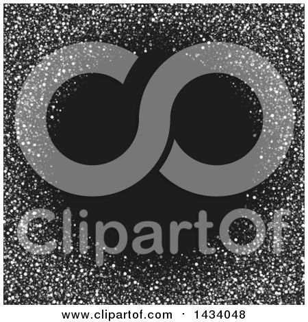 Clipart of a Background or Invitation Design of Silver Glitter and Black Text Space - Royalty Free Vector Illustration by KJ Pargeter