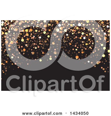 Clipart of a Background or Business Card Design of Gold Sparkles or Glitter on Black - Royalty Free Vector Illustration by KJ Pargeter
