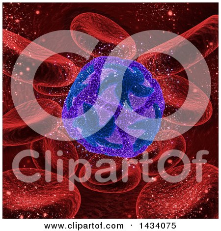 Clipart of a 3d Zika Virus in the Blood Stream - Royalty Free Illustration by KJ Pargeter