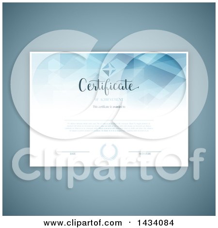 Clipart of a Certificate Template with Sample Text over Blue - Royalty Free Vector Illustration by KJ Pargeter
