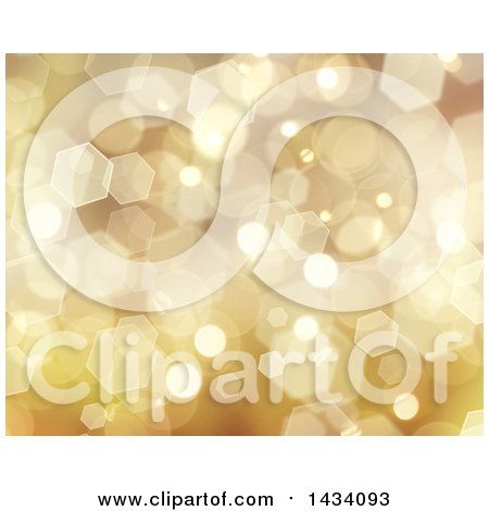Clipart of a Golden Hexagonal Bokeh Flare Christmas Background - Royalty Free Illustration by KJ Pargeter
