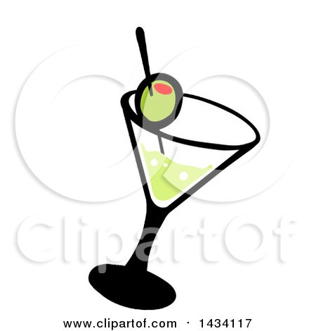 Clipart of a Cartoon Martini Cocktail - Royalty Free Vector Illustration by LaffToon