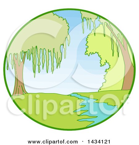 Clipart of a Cartoon Swamp Landscape - Royalty Free Vector Illustration by LaffToon