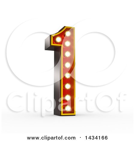 Clipart of a 3d Retro Theater Light Bulb Styled Number 1, on a White Background, with a Clipping Path - Royalty Free Illustration by stockillustrations