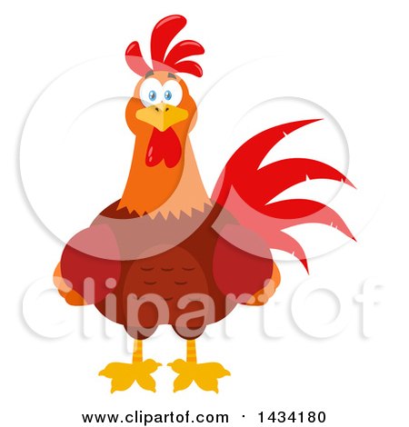 Flat Design Style Clipart of a Chicken Rooster Bird - Royalty Free Vector Illustration by Hit Toon