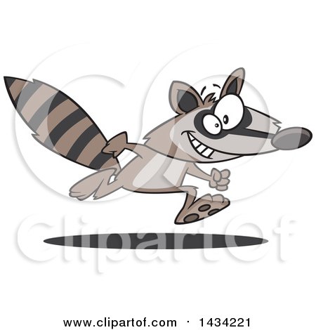 Clipart of a Cartoon Happy Raccoon Running - Royalty Free Vector Illustration by toonaday