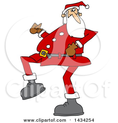 Clipart of a Cartoon Christmas Santa Claus Strutting - Royalty Free Vector Illustration by djart