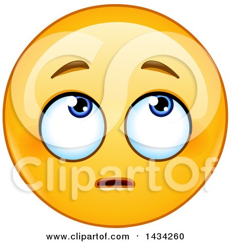 Clipart of a Cartoon Annoyed Yellow Emoji Smiley Face Emoticon Rolling His Eyes - Royalty Free Vector Illustration by yayayoyo