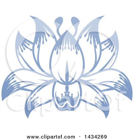 Clipart of a Beautiful Blue Purple Water Lily Lotus Flower - Royalty Free Vector Illustration by AtStockIllustration
