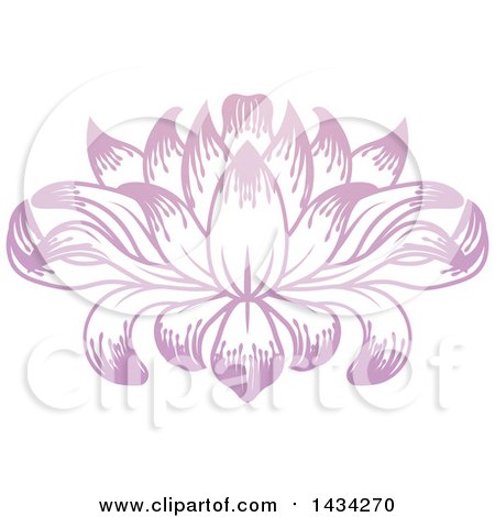 Clipart of a Beautiful Pink Purple Water Lily Lotus Flower - Royalty Free Vector Illustration by AtStockIllustration