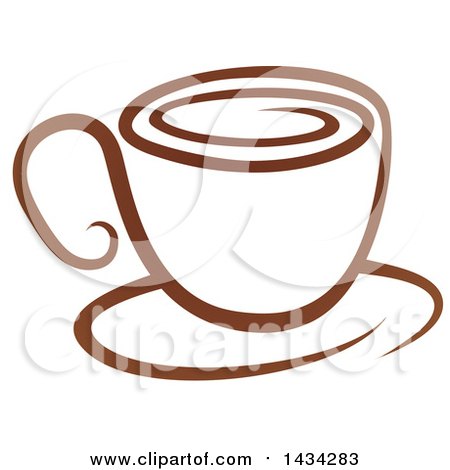 Clipart of a Brown Coffee Cup on a Saucer - Royalty Free Vector Illustration by AtStockIllustration