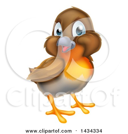 Clipart of a Cute Robin Bird - Royalty Free Vector Illustration by AtStockIllustration