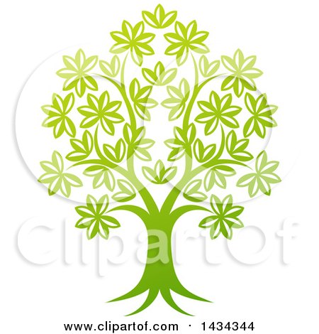 Clipart of a Beautiful Gradient Green Tree - Royalty Free Vector Illustration by AtStockIllustration